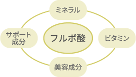 ミネラル、サポート成分、ビタミン、美容成分をフルボ酸が取り込む